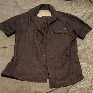 Eddie Bauer Black Textured Short Sleeve Shirt